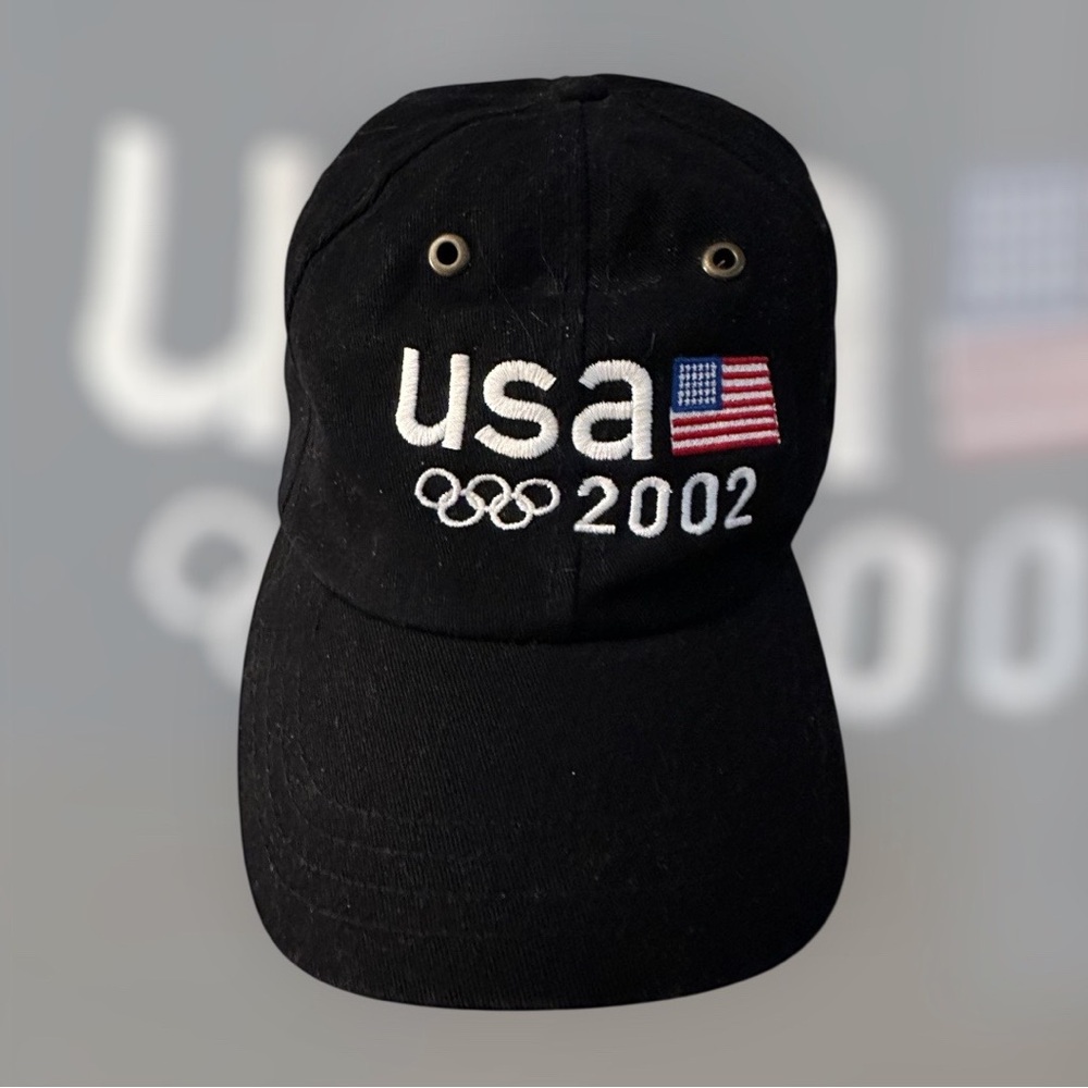 Team USA Hat 2002 Olympics Strap Back Blue Cap Roots Official Winter